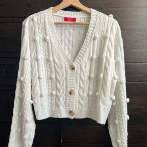 Women's White Cable Knit Sweater